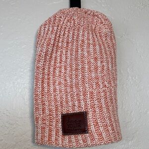 Love Your Melon Orange and White 100% Cotton Knit Beanie Hat